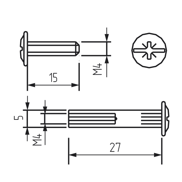 Стяжка межсекционная М4 27 d 5мм 2